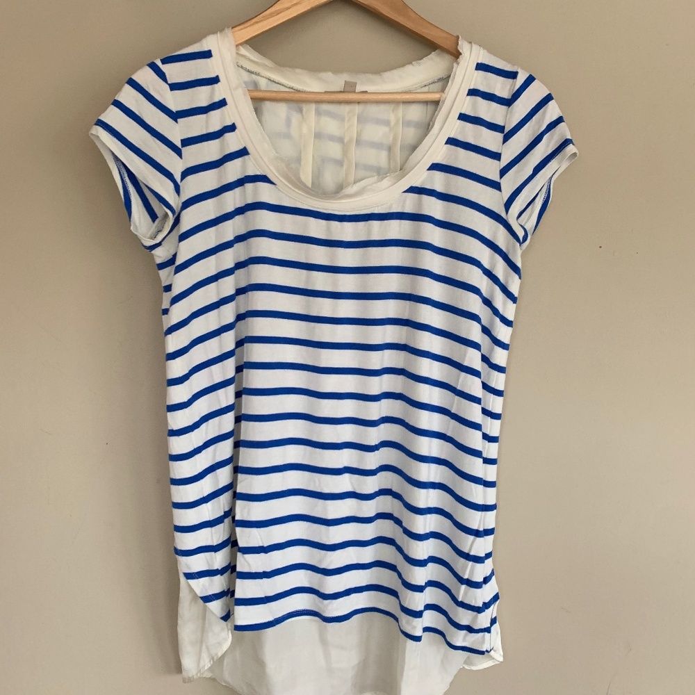 Striped tee with rayon silk back